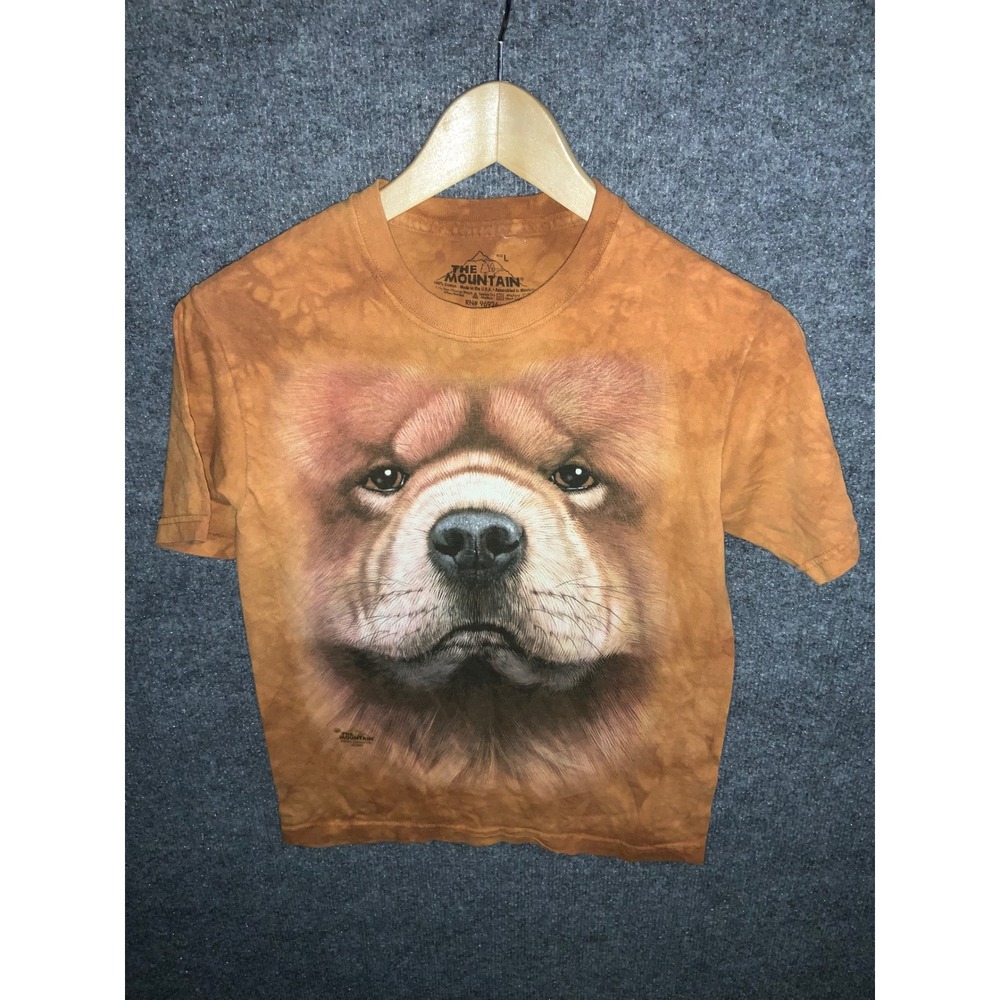 The Mountain Chow Chow Dog Face Tie Dye T-Shirt Brown 2013 kids Sz Large